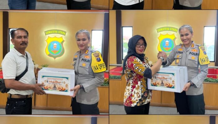 Kapolres Pematangsiantar AKBP Sah Udur Sitinjak Bagikan Parcel Lebaran kepada Wartawan Unit