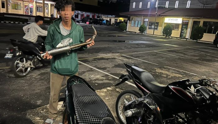 Polres Pematangsiantar Patroli Malam, Enam Sepeda Motor Berknalpot Brong Diamankan
