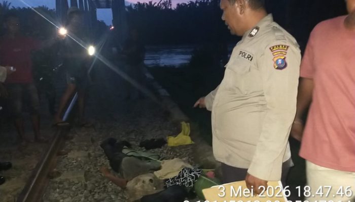 Respon Cepat Polsek Bandar Huluan Olah TKP: Pria Pengidap Gangguan Jiwa Tewas Tertabrak Kereta Api