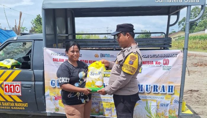Gerakan Pangan Murah Polsek Siantar Marihat Diserbu Warga, 50 Zak Beras SPHP Ludes Terjual