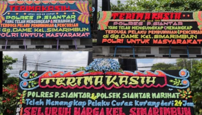 Papan Bunga Ucapan Terima Kasih Penuhi Mapolres Pematangsiantar, Apresiasi Keberhasilan Ungkap Kasus Curas Maut