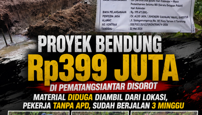Proyek Bendung Rp399 Juta di Pematangsiantar Disorot, Material Diduga Diambil dari Lokasi dan Pekerja Tanpa APD