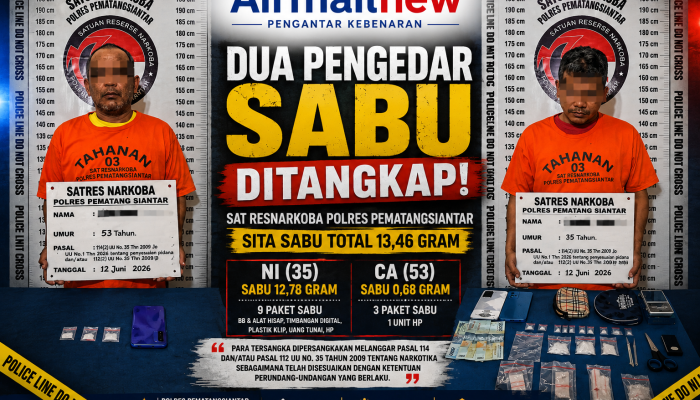 Sat Resnarkoba Polres Pematangsiantar Tangkap Dua Pengedar, Sita Sabu 13,46 Gram