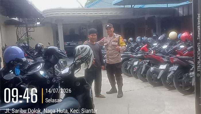 Antisipasi Guantibmas,Bhabinkamtibmas Polsek Siantar Marihat Sambangi Penyedia Lahan Parkir