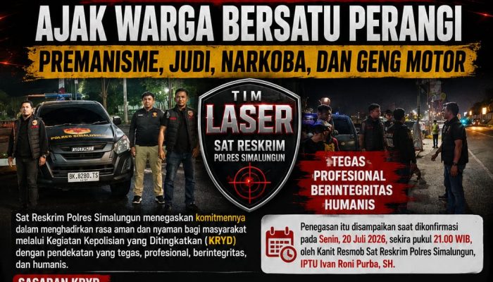 Gelar KRYD, Sat Reskrim Polres Simalungun Ajak Warga Perangi Premanisme, Judi, Narkoba, dan Geng Motor