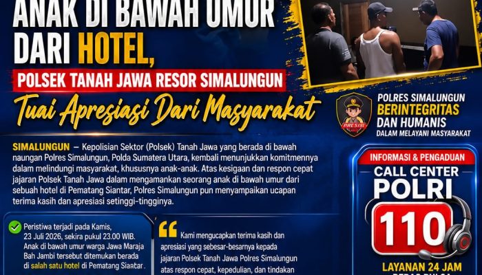 Polsek Tanah Jawa Tuai Apresiasi Usai Sigap Amankan Anak di Bawah Umur dari Hotel di Pematangsiantar
