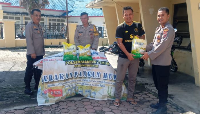 Polsek Siantar Timur Gelar Gerakan Pangan Murah, 100 Sak Beras SPHP Ludes Terjual