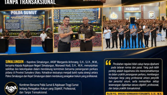 Kompak dan Solid, Kapolres Simalungun dan Kajari Dukung Penanganan Perkara Pidana Tanpa Transaksional