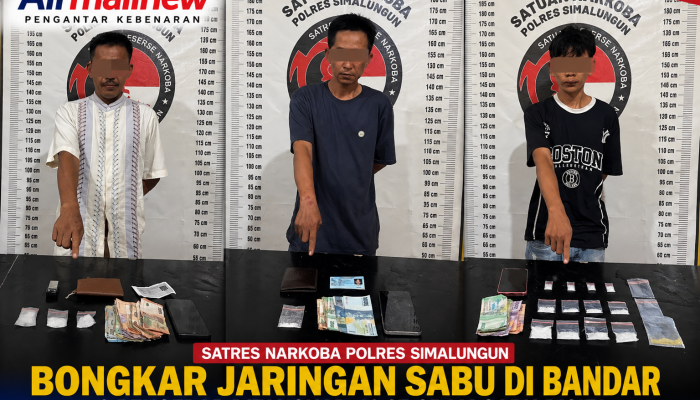 Satres Narkoba Polres Simalungun Bongkar Jaringan Sabu di Bandar, Tiga Pengedar Ditangkap, 49,37 Gram Barang Bukti Disita