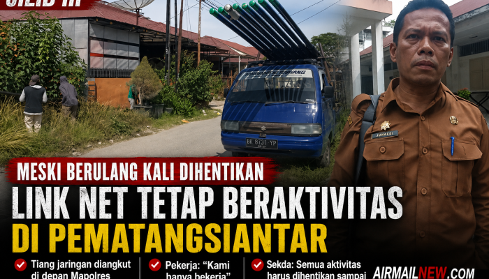 Meski Berulang Kali Dihentikan, Aktivitas Pemasangan Tiang Link Net Masih Berlanjut di Pematangsiantar