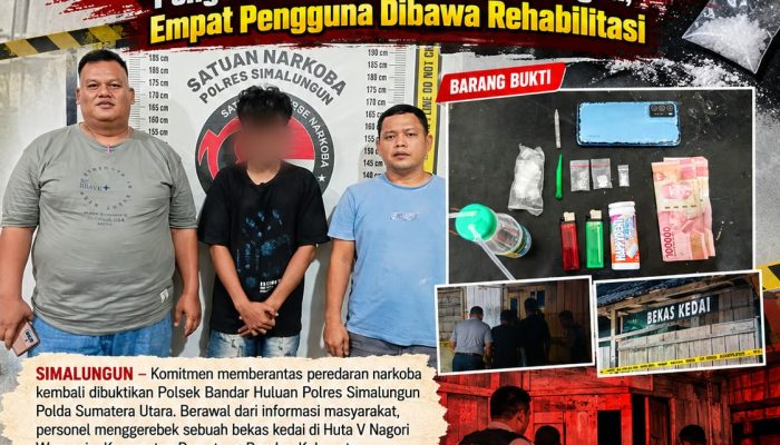 Polsek Bandar Huluan Amankan Enam Pria, Sabu 1,82 Gram Disita