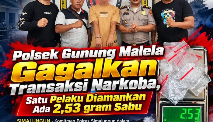 Polsek Gunung Malela Amankan Pria, 2,53 Gram Sabu Disita