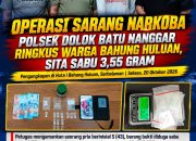Operasi Sarang Narkoba, Polsek Dolok Batu Nanggar Ringkus Warga Bahung Huluan, Sita Sabu 3,55 Gram