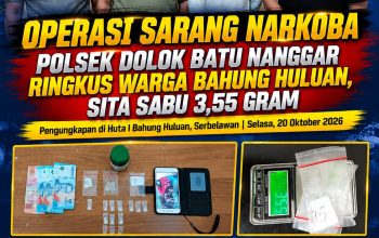 Operasi Sarang Narkoba, Polsek Dolok Batu Nanggar Ringkus Warga Bahung Huluan, Sita Sabu 3,55 Gram