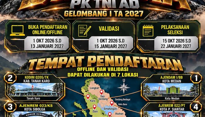 Penerimaan Bintara TNI AD Gelombang I TA 2027 Dibuka, Pendaftaran Gratis hingga 13 Januari
