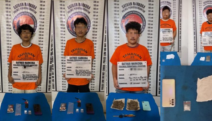 Tiga Kasus Narkoba Terungkap di Siantar, Lima Orang Diamankan, Sabu dan Ganja Disita