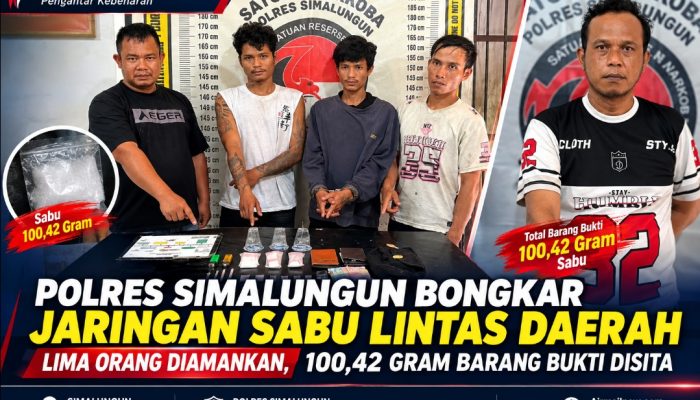 Polres Simalungun Ungkap Jaringan Sabu Lintas Daerah, 100,42 Gram Barang Bukti Disita